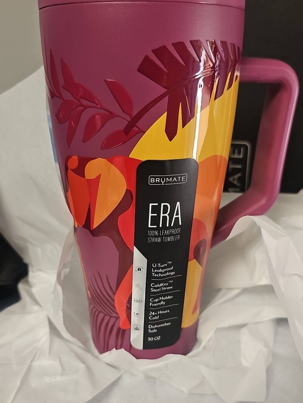 BrüMate ERA Leakproof Straw Tumbler - Pink Floral Accent